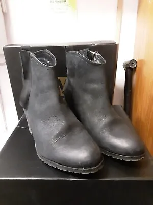 Ladies Leather Ankle Boots Size 6 Black Marta Jonsson • £8