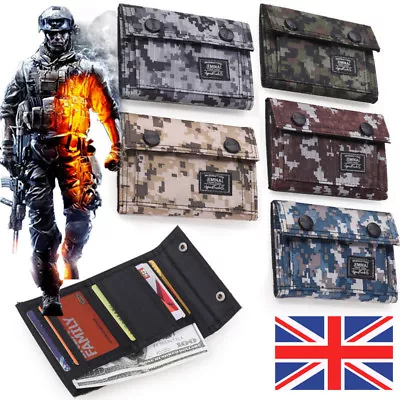 Slim Camouflage Tactical Army Style Wallet Cards Cash Holder Boys & Kids Gift • £9.48