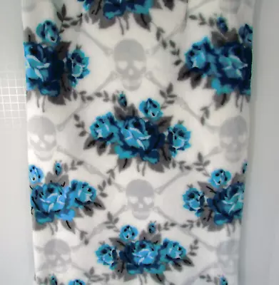 Betsey Johnson Skulls Plush Throw Blanket 50 X 70 Floral Blue White NWT • $44.95