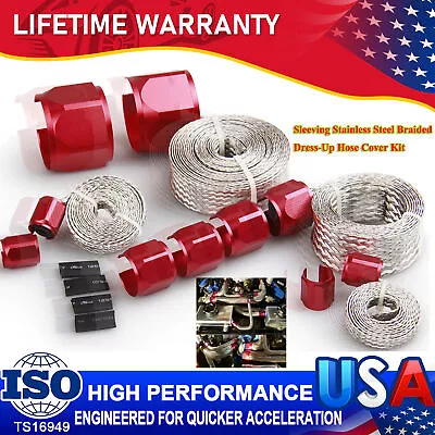 Universal Radiator Hose Sleeving Stainless Steel Braided Dress-Up Hose Cover Kit • $59.69