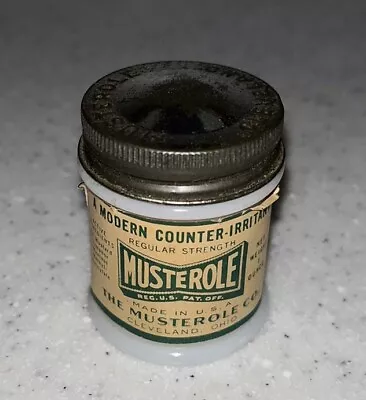 Vintage MUSTEROLE Cleveland Milk Glass Paper Label Medicine Jar 2”Tall~Prop • $9.99