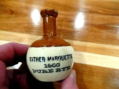 Antique Father Marquette Rye Whiskey Stoneware Mini Jug Fp. Gluck Cincinnati Oh • $135