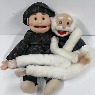 LOT X2 Vintage SUNNY TOYS Full Body Hand Puppets Military Soldier Old Man Monkey • $65