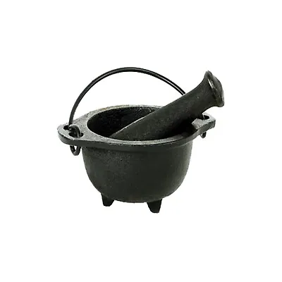 Cast Iron Mortar And Pestle Cauldron With Handle Ritual Sage Smudging Burning • $22.95