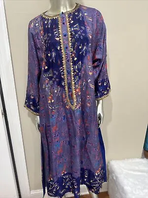 Vintage 70's Indian Cotton Gauze Block  Bohemian Dress • $85