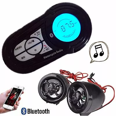 USB Bluetooth Waterproof Motorcycle Audio Radio Sound System Stereo Speakers MP3 • $39.99