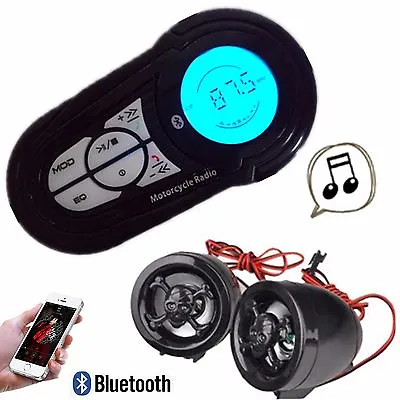 Waterproof Motorcycle Audio Radio Sound System Stereo Speakers MP3 USB Bluetooth • $60.49
