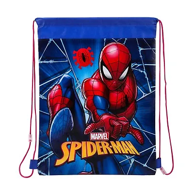 Marvel Spiderman Kids Boys Childrens PE Drawstring School Swimming Shoe Gym Bag • £4.19