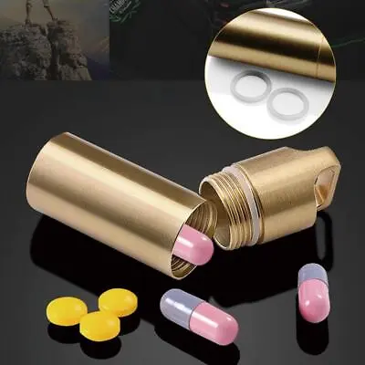 Waterproof Pill Box Case Holder Container Metal Capsule Tool Keychain S B • $0.01