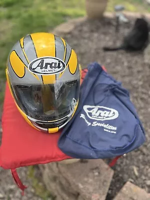 Vintage Arai Signet GTR Yellow Silver Full Face Helmet Size Medium • $349.95