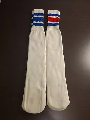 Vintage 70s 80s Striped Tube Socks Athletic Sports Stripes Long Tall 22 In Blue • $34.25