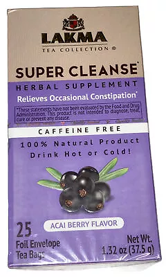 Lakma  Tea Collection Super Cleanse Tea With Açaí Berry 25 Tea Bags Exp 04/25 BN • £14.45