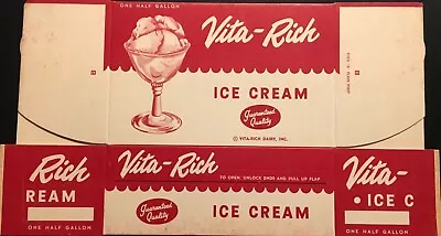 Vintage Red & White Unused Half Gallon Vita-Rich Ice Cream Container - Montana • $7.92