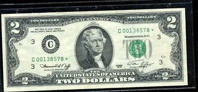 $2 Dollar Bill 1976 OLD NOTE STAR C00138578* NOTE FRN STARNOTE PAPER MONEY#901 • $20