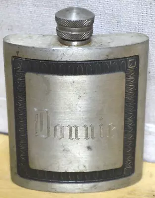 Vintage Beverage Flask King's Pewter Thailand Engraved Donnie W/ Lid • $10