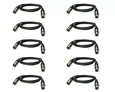 10 Pack Lot - 3 Pin XLR Extension Microphone Mic Cable Male Female M/F 6 Ft Foot • $42.45