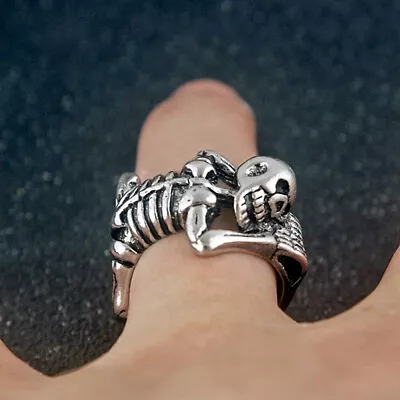 Skull Skeletons Ring Open Adjustable Women Men Punk Gothic Hallowmas Jewelry Lot • $1.65