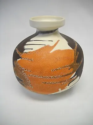 1970's ROYAL HAEGER EARTH WRAP POTTERY  7-1/2  VASE-LAVA GLAZES-VG • $39.99