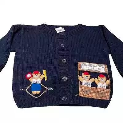 Victoria Kids Baseball Teddy Bear Sweater - Embroidered - 2 Years • $40