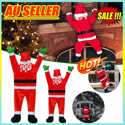 Outdoor Christmas Window Xmas Decoration Props Climbing Hanging Santa Claus LR • $19.63