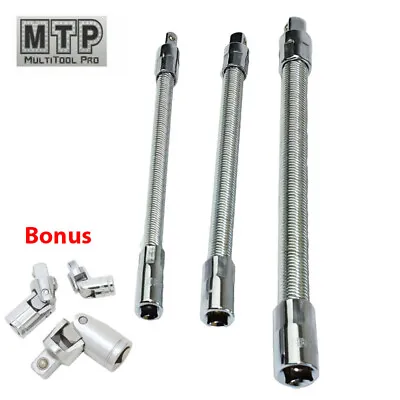 1/4 3/8 1/2   Flexible Socket Extension Ratchet Set Flex Bar Universal Joint • $18.95