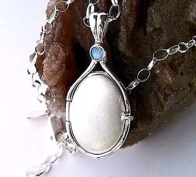 925 Sterling Silver 4 Mm Cabochon Moonstone Locket H2O Just Add Water Pendant • $74.77