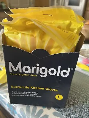 5 Marigold Kitchen Gloves Extra Life Strong LARGE House Cleaning Washing Up Work • £13.50