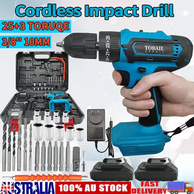 18V Cordless 10mm Impact Drill Driver Socket Bit Battery Charger Combo Tool Kit • $56.99