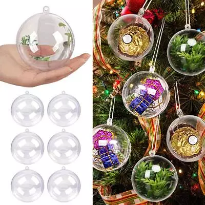 5-60Pcs Clear Plastic Balls Christmas Baubles Sphere Fillable Xmas Tree Ornament • $13.90