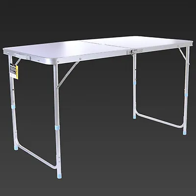 £26.99 • Buy 4FT Adjustable Aluminium Folding Portable Camping Table Party BBQ Parasol Hole