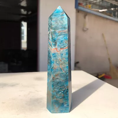 216g Natural Blue Apatite Quartz Crystal Obelisk Wand Point Healing P666 • $10.71