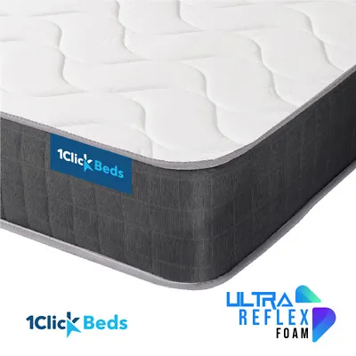 UltraReflex Black - Hybrid Foam Mattress 3ft Single 4ft 4ft6 Double 5ft King 6ft • £54.99