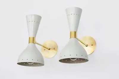 Vintage Style Twin Bulb Sconce Mid Century Modern Solid Brass Beside Wall Lamps • $151.05