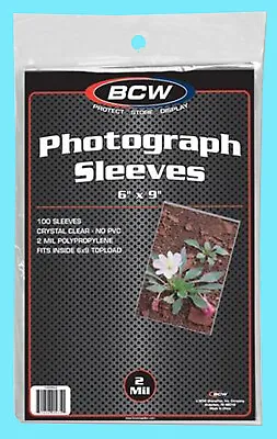 100 BCW 6x9 SOFT POLY SLEEVES Photo Clear Poly Photograph Oversize Post Card • $10.99