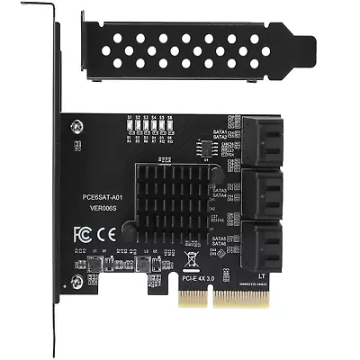 1Pcs PCI-E To 6 Ports SATA 3.0 Controller Expansion Card Adapter 6Gbps For PC • £40.06