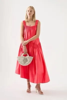 Aje Severine Sleeveless Midi Dress Rouge Pink Size 10 Rrp $455 • $250