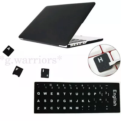 English Keyboard Replacement Stickers White On Black Any PC Computer Laptop • £1.88