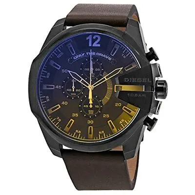 Diesel Men's Mega Chief Chronograph Brown Leather Watch NIB DZ4401 • $109.45