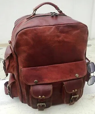 Large Men's Leather Backpack Bags Shoulder Briefcase Rucksack Laptop Bag • £67.31