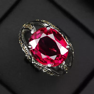 Gorgeous Padparadscha Sapphire Pink 7.90CT. 925 Sterling Silver Rings Size 6.75 • $24.99