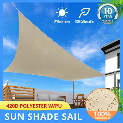 Extra Heavy Duty Shade Sail ShadeCloth Sand Sun Canopy Triangle Square Rectangle • $45.89