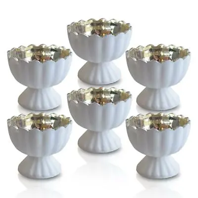 Luna Bazaar Suzanne Mercury Glass Chalice Candle Holder - Antique White Set ... • $36.71