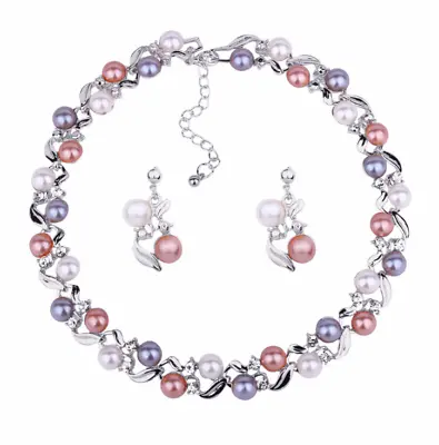 £8.99 • Buy New Jewelry Set Women Crystal Pearl Bib Choker Pendant Necklace Earrings Wedding
