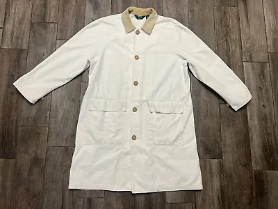 Vtg J. Crew Chore Coat Barn Jacket Mens Size S Blanket Lined Corduroy Collar Tan • $35