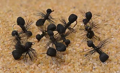 1 Doz Black Foam Ant Terrestrial Dry Fishing Flies - Mustad Signature Hooks • $8.99