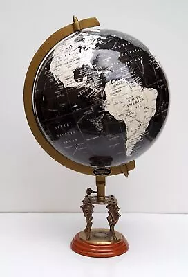 Geographic 18  World Globe Map Political Black Sea On Wooden Lion Compass Base • $776.94