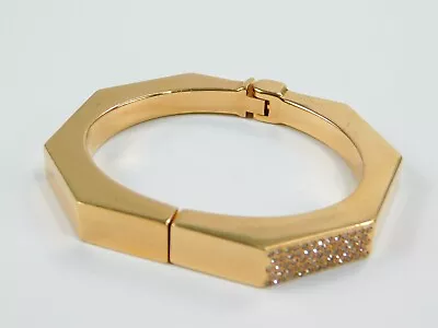 Vita Fede Italy M Rose Gold Tone Octagonal Rhinestone Hing Bangle Bracelet 6.5  • $64.99