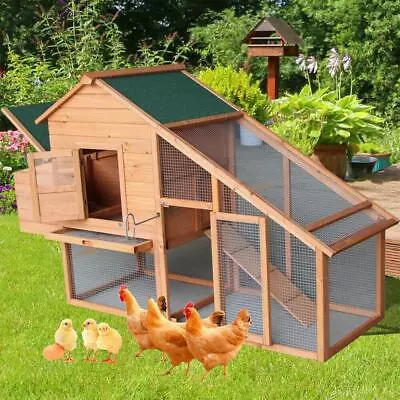 New 75  Wooden Chicken Coop Backyard Nest Box Hen House Rabbit Wood Hutch • $99.99