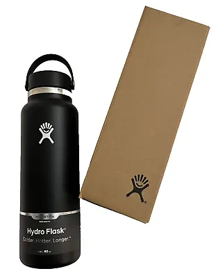 Hydro Flask Black 40 Oz. Wide Mouth W/flex Cap Cold/hot Water Liquid Bottle • $32.99