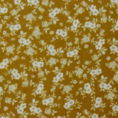 MICRO Soft Fleece Fabric Material FLOWERS - OCHRE • £3.99